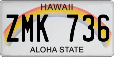 HI license plate ZMK736