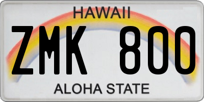 HI license plate ZMK800