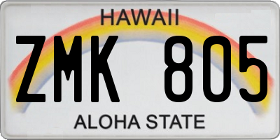 HI license plate ZMK805
