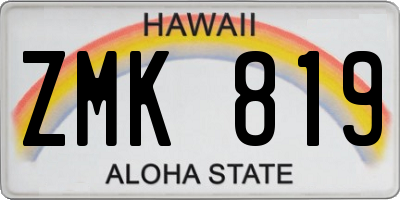 HI license plate ZMK819