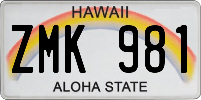 HI license plate ZMK981