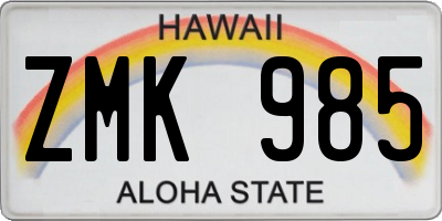 HI license plate ZMK985