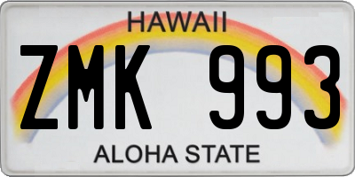 HI license plate ZMK993