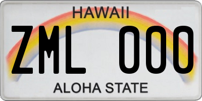 HI license plate ZML000