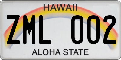 HI license plate ZML002