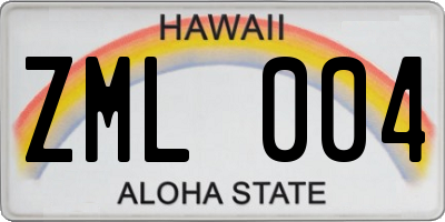 HI license plate ZML004
