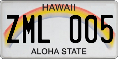 HI license plate ZML005