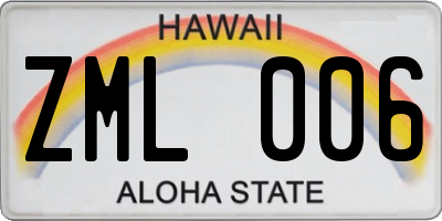 HI license plate ZML006