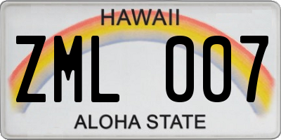 HI license plate ZML007