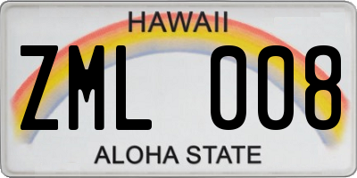 HI license plate ZML008