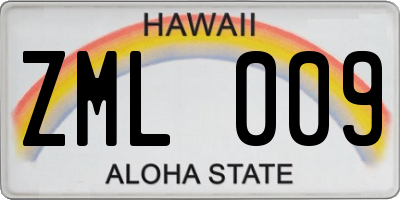 HI license plate ZML009