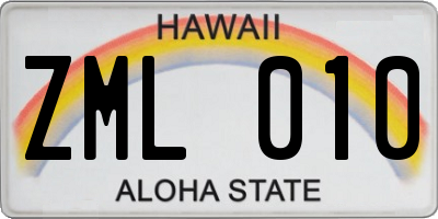 HI license plate ZML010