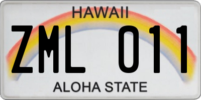 HI license plate ZML011