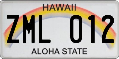 HI license plate ZML012