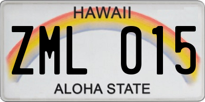HI license plate ZML015