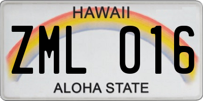 HI license plate ZML016