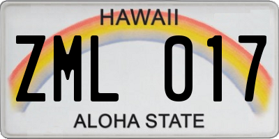 HI license plate ZML017