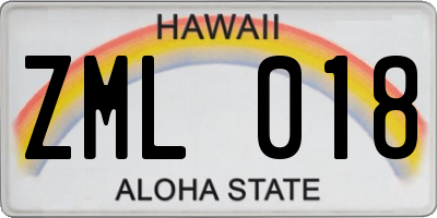 HI license plate ZML018