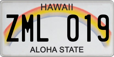 HI license plate ZML019