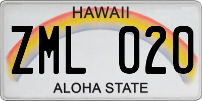 HI license plate ZML020