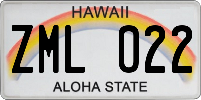 HI license plate ZML022