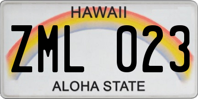 HI license plate ZML023