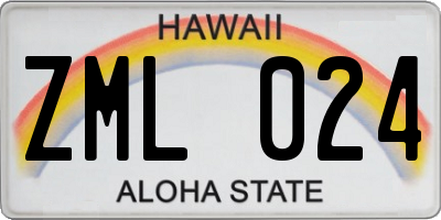 HI license plate ZML024