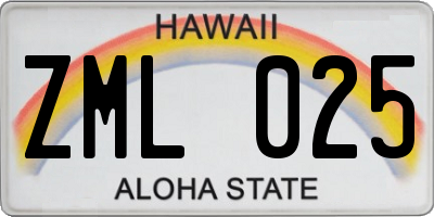 HI license plate ZML025