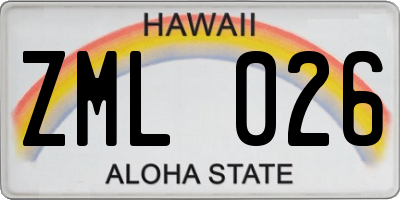 HI license plate ZML026