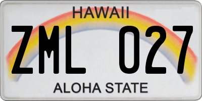 HI license plate ZML027