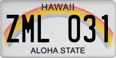 HI license plate ZML031