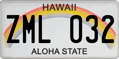 HI license plate ZML032