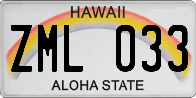 HI license plate ZML033