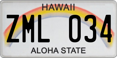HI license plate ZML034