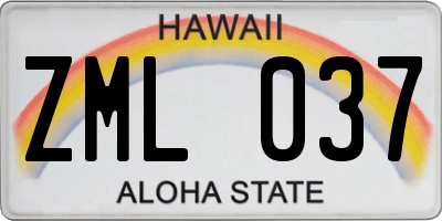 HI license plate ZML037