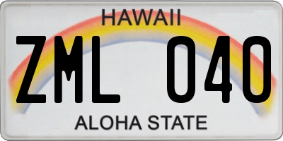 HI license plate ZML040