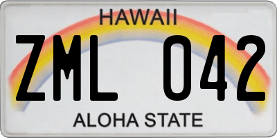 HI license plate ZML042