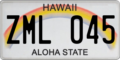 HI license plate ZML045