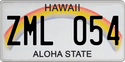 HI license plate ZML054