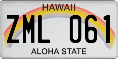 HI license plate ZML061