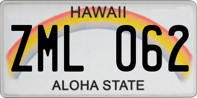 HI license plate ZML062