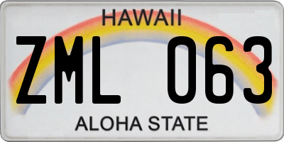 HI license plate ZML063