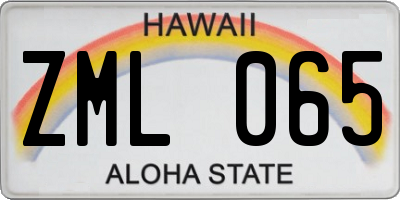HI license plate ZML065