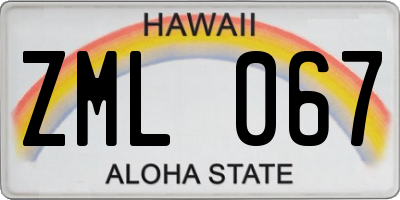 HI license plate ZML067