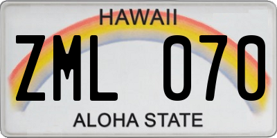 HI license plate ZML070