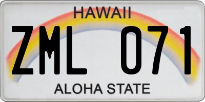 HI license plate ZML071
