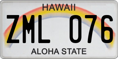 HI license plate ZML076
