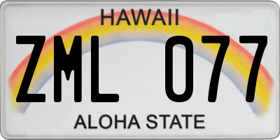 HI license plate ZML077