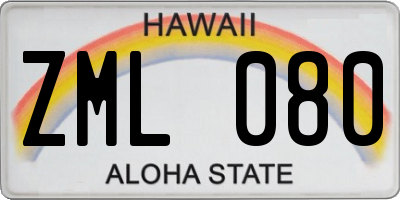 HI license plate ZML080