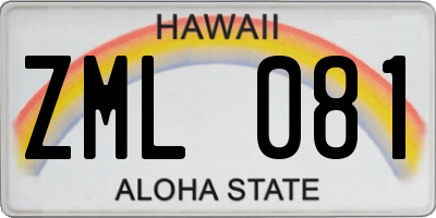 HI license plate ZML081